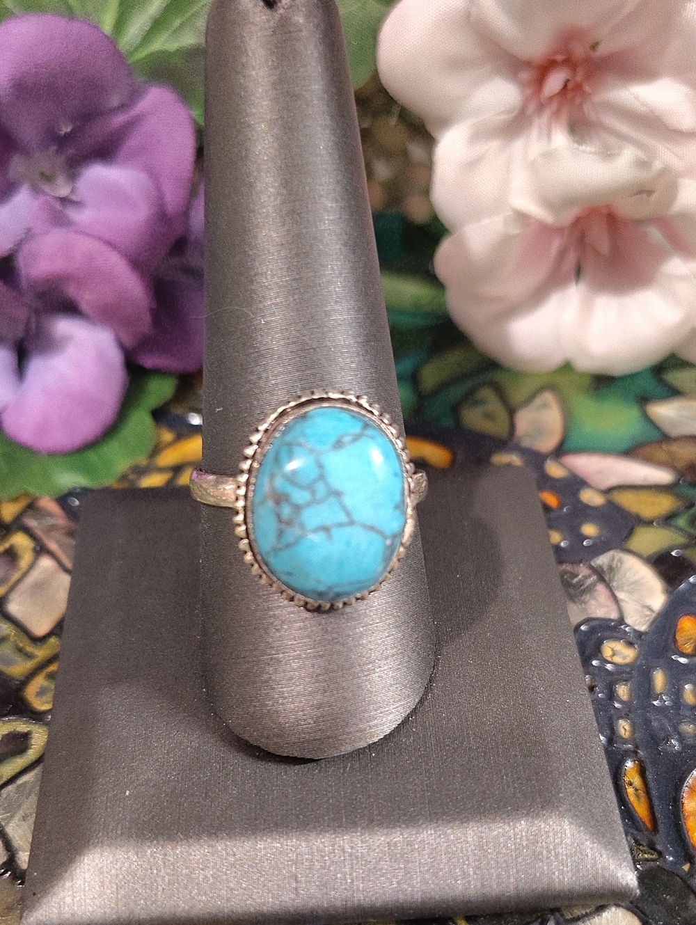 Turquoise 925 Silver Ring Size 10 1/4